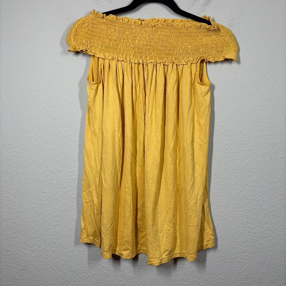 Max Studio Size Medium Off The Shoulder Smocked Shirred Top Yellow Maize Stretch